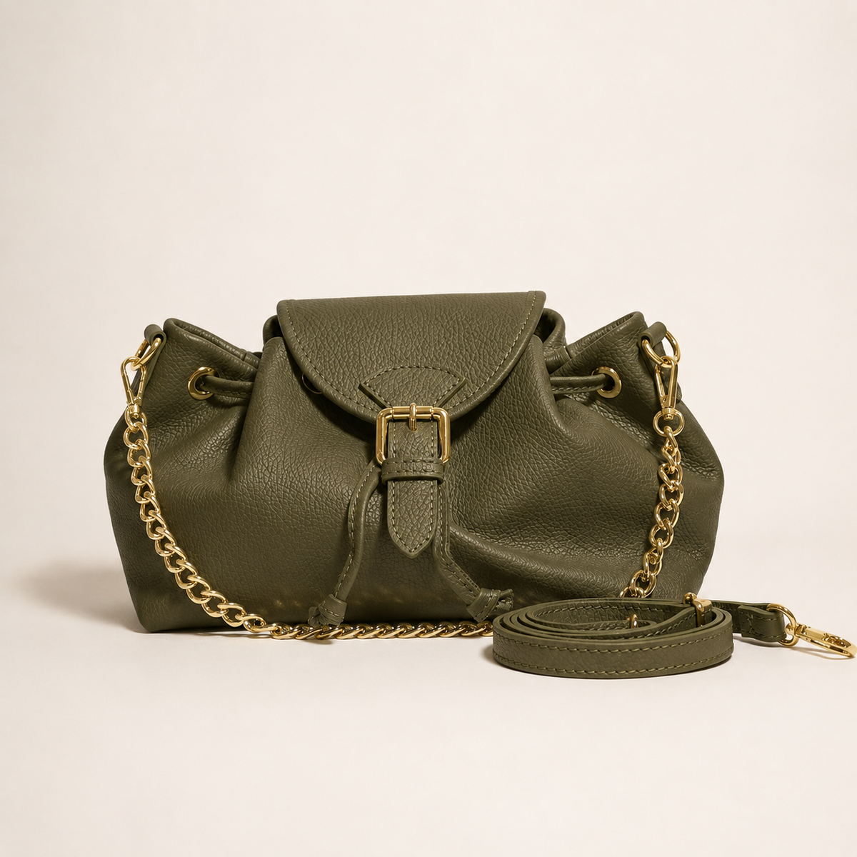 BORSA CAMELIA IN VERA PELLE CON CATENA E TRACOLLA