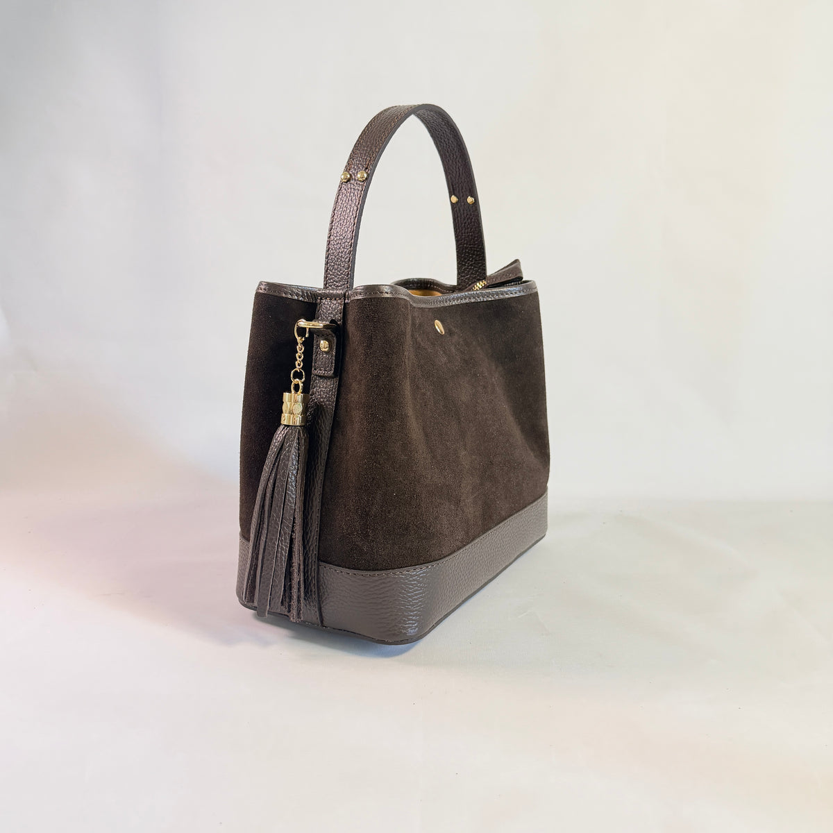 BORSA SECCHIELLO CLARA MEDIA IN CAMSOCIO E PELLE MARTELLATA