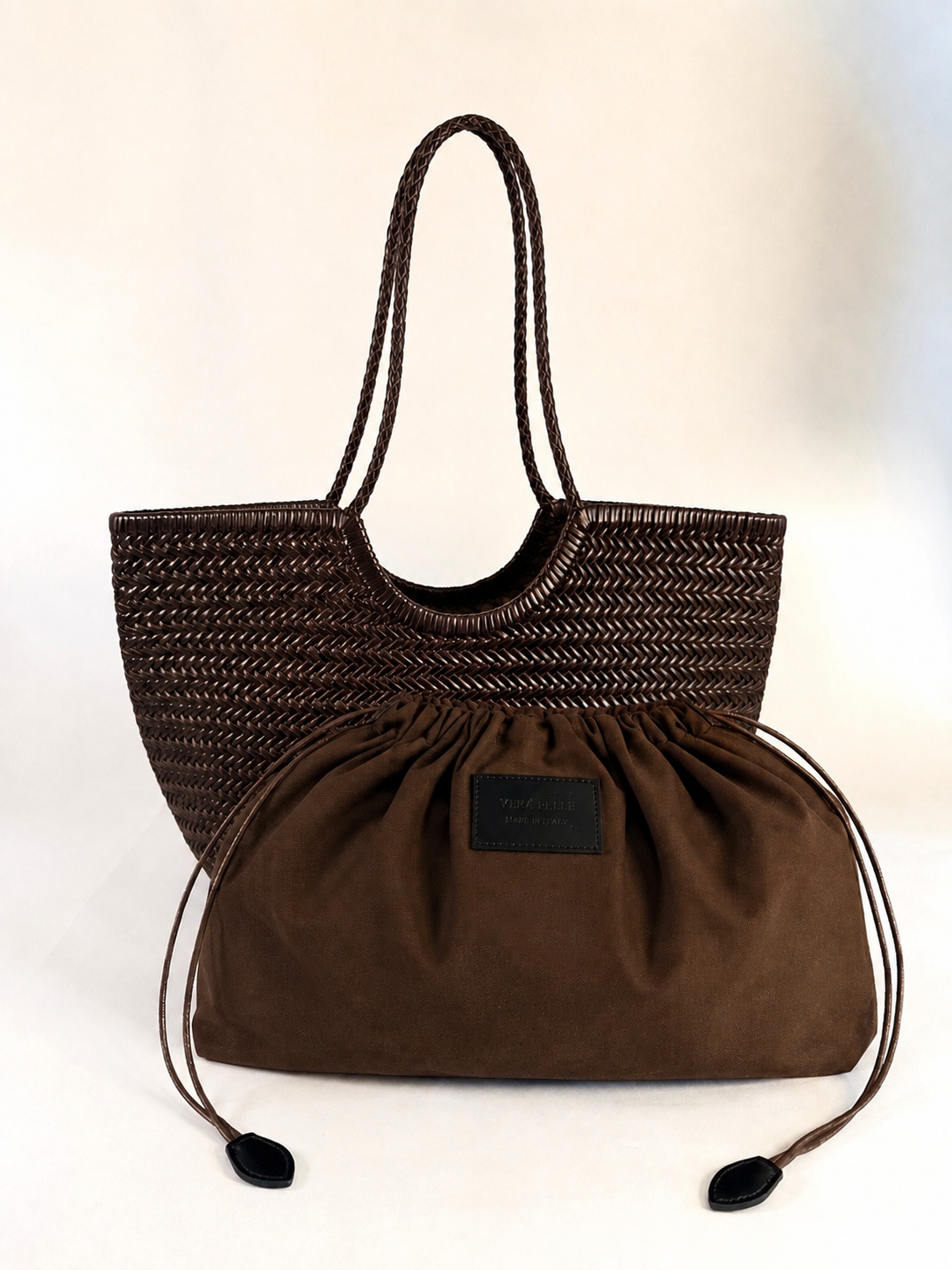 BORSA INTRECCIATA AGHATA GRANDE IN VERA PELLE