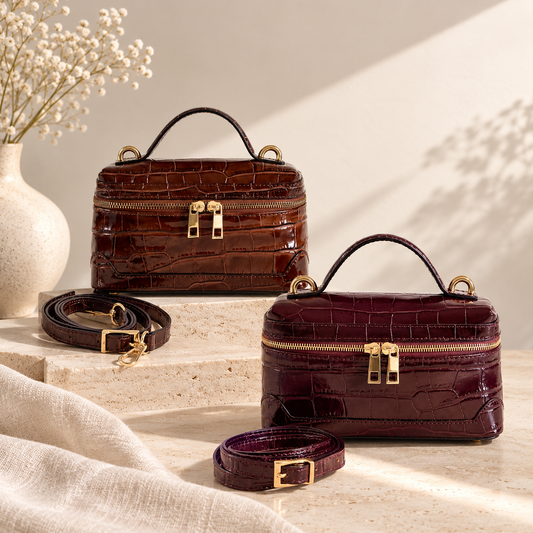 BORSA COCO A MANO IN VERA PELLE EFFETTO COCCODRILLO