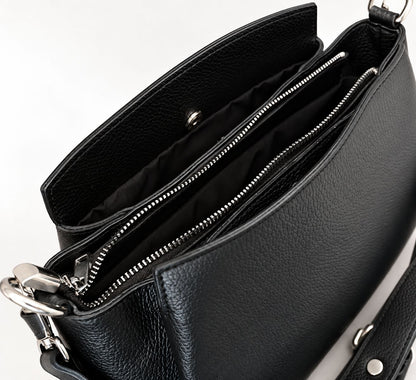 BORSA IN VERA PELLE CON 3 SCOMPARTI