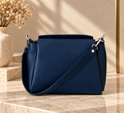 BORSA IN VERA PELLE CON 3 SCOMPARTI