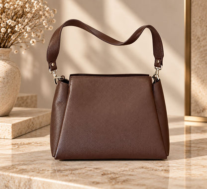 BORSA IN VERA PELLE CON 3 SCOMPARTI