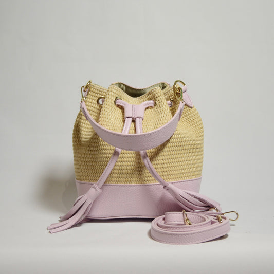 BORSA SECCHIELLO COSTA IN RAFIA E VERA PELLE