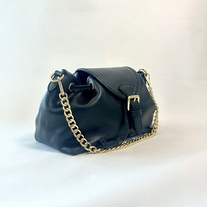 BORSA CAMELIA IN VERA PELLE CON CATENA E TRACOLLA