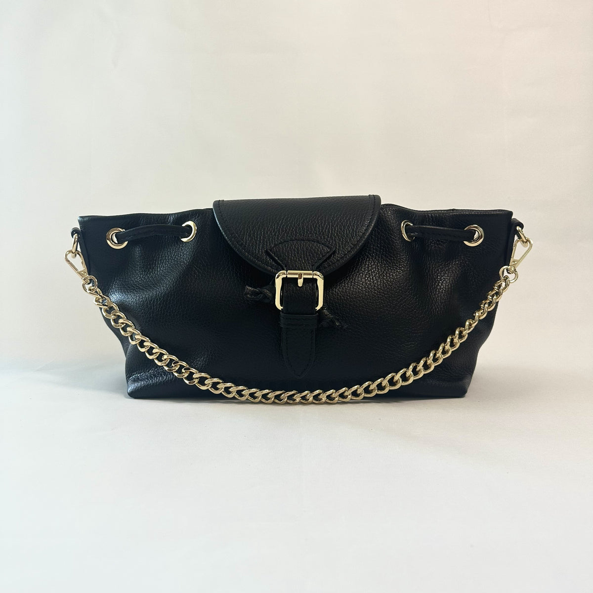 BORSA CAMELIA IN VERA PELLE CON CATENA E TRACOLLA