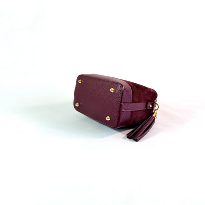 BORSA SECCHIELLO CLARA PICCOLA IN CAMSOCIO E PELLE MARTELLATA