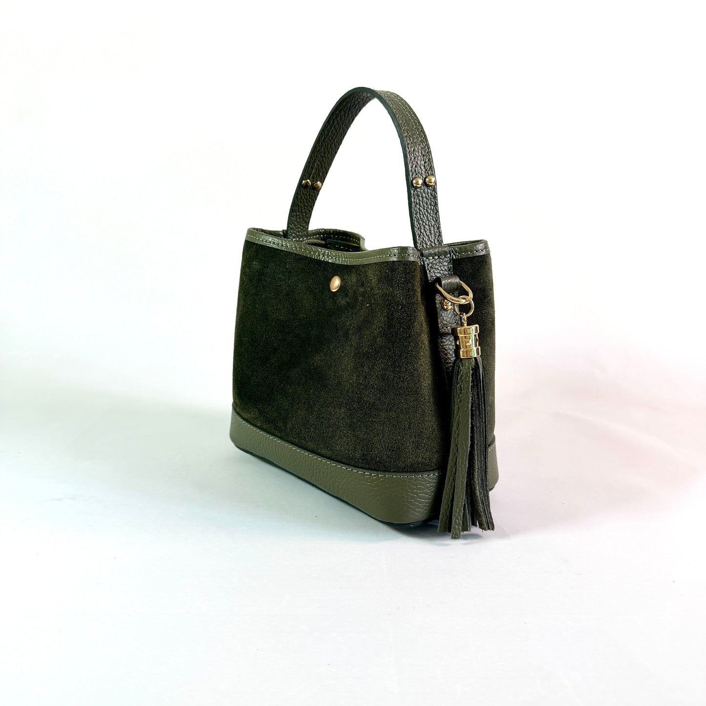 BORSA SECCHIELLO CLARA PICCOLA IN CAMSOCIO E PELLE MARTELLATA