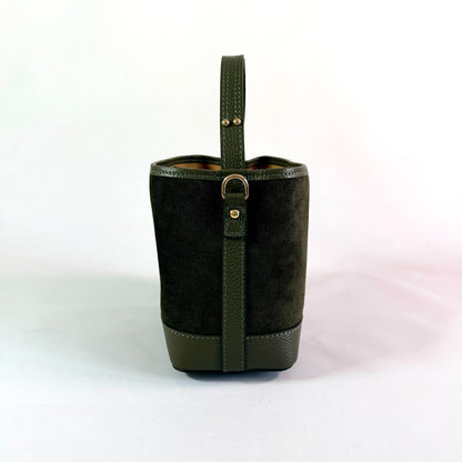 BORSA SECCHIELLO CLARA PICCOLA IN CAMSOCIO E PELLE MARTELLATA