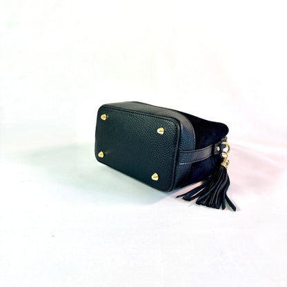 BORSA SECCHIELLO CLARA PICCOLA IN CAMSOCIO E PELLE MARTELLATA