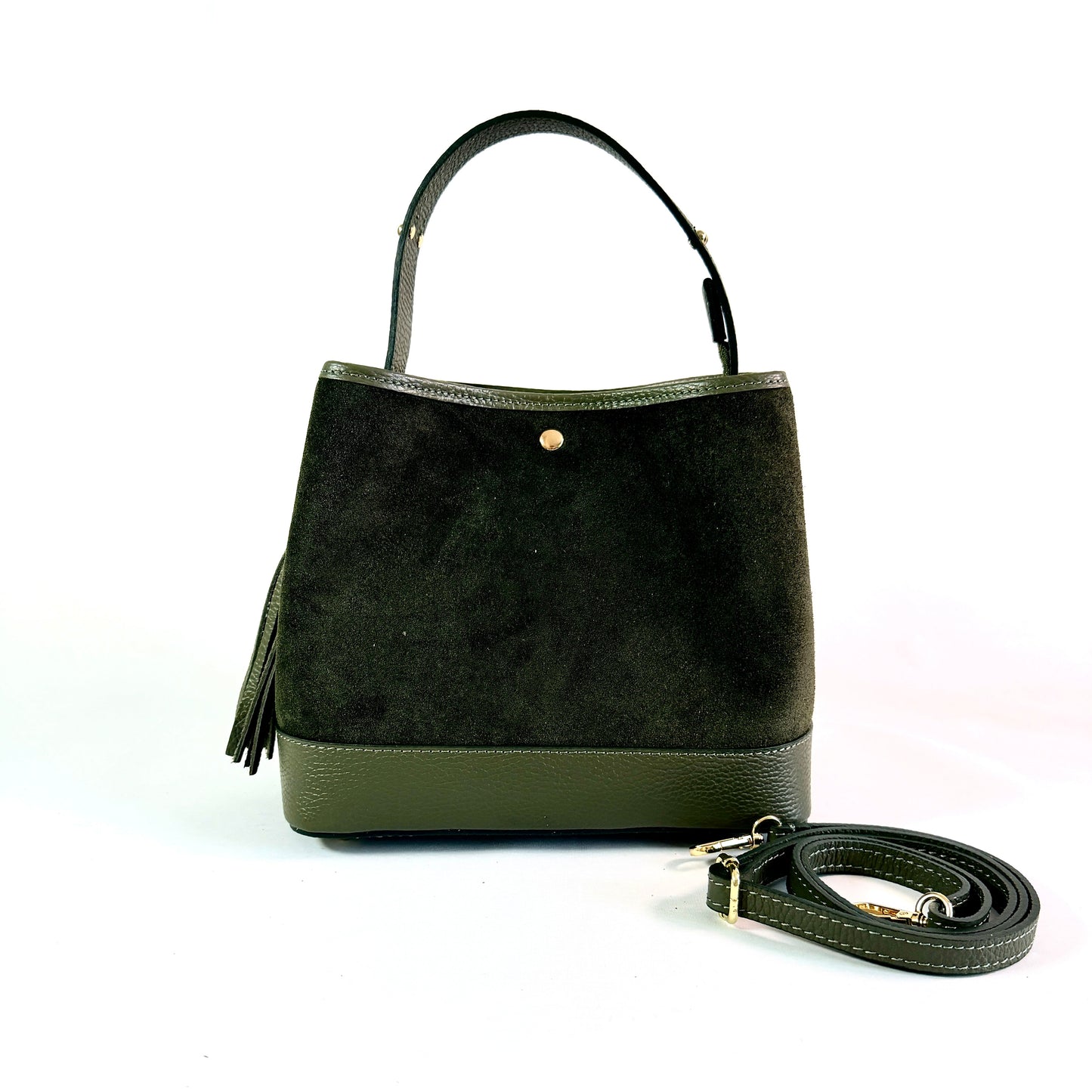 BORSA SECCHIELLO CLARA MEDIA IN CAMSOCIO E PELLE MARTELLATA