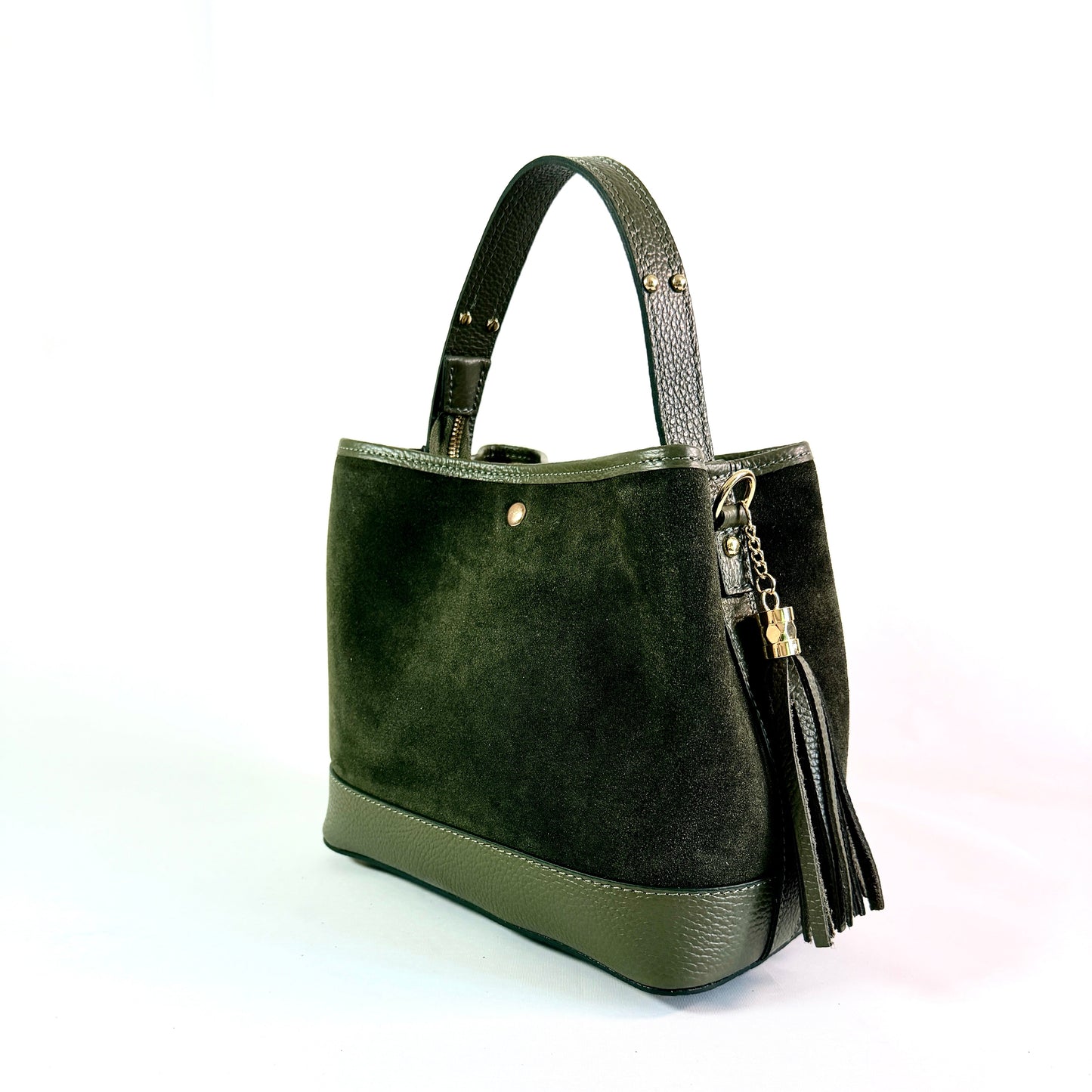 BORSA SECCHIELLO CLARA MEDIA IN CAMSOCIO E PELLE MARTELLATA