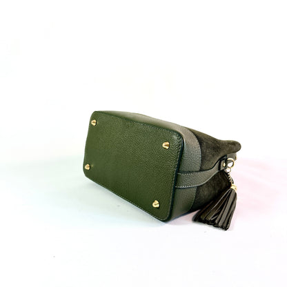 BORSA SECCHIELLO CLARA MEDIA IN CAMSOCIO E PELLE MARTELLATA
