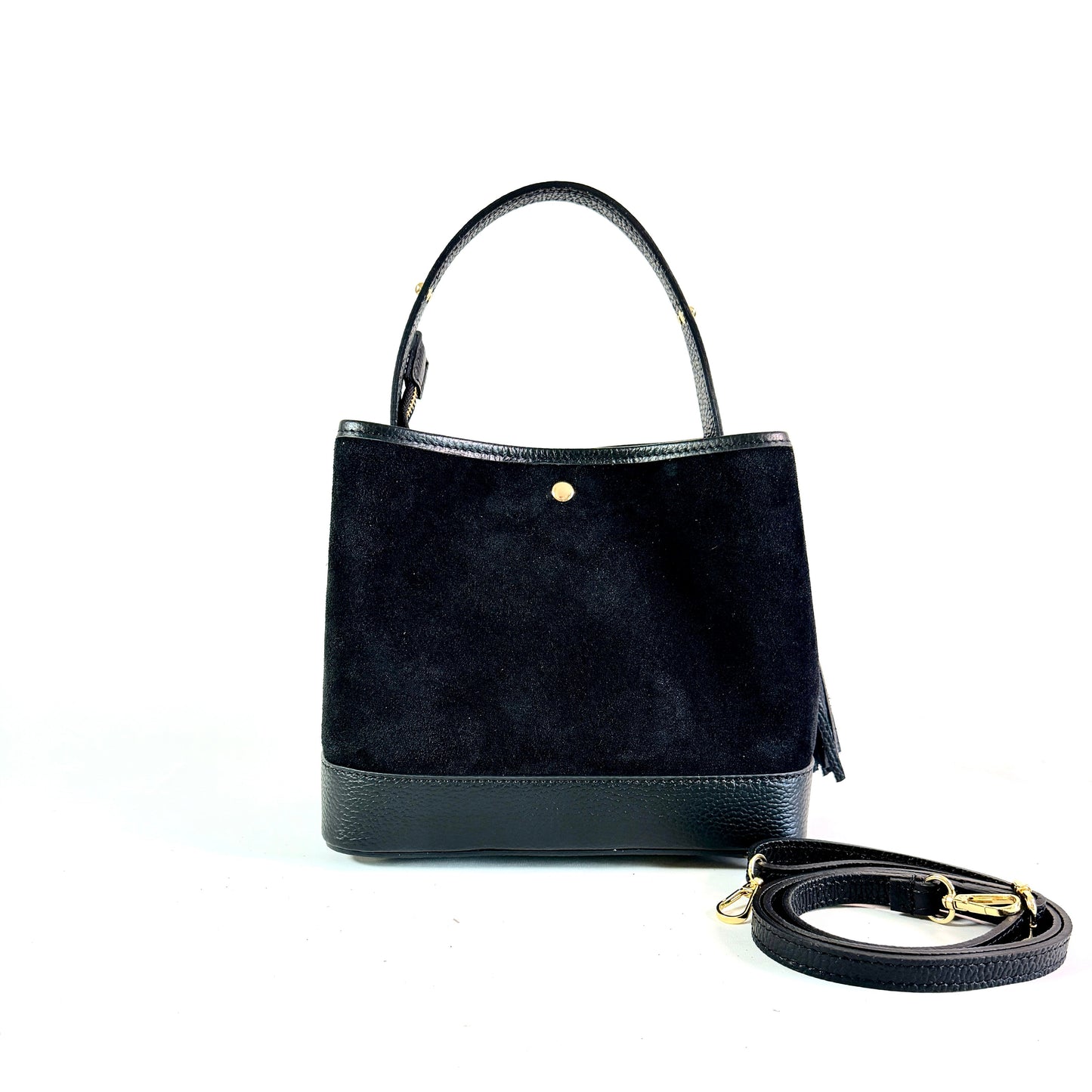 BORSA SECCHIELLO CLARA MEDIA IN CAMSOCIO E PELLE MARTELLATA