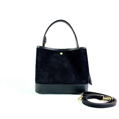 BORSA SECCHIELLO CLARA MEDIA IN CAMSOCIO E PELLE MARTELLATA