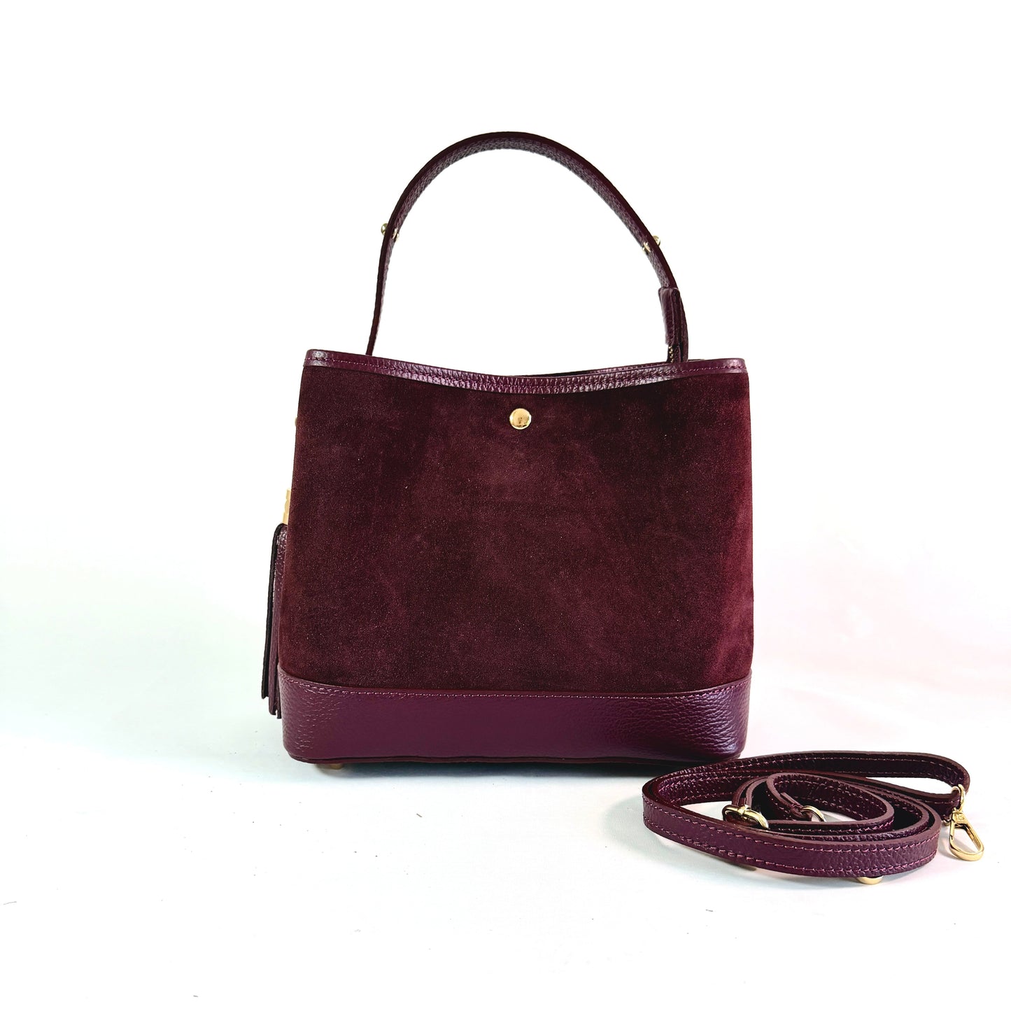 BORSA SECCHIELLO CLARA MEDIA IN CAMSOCIO E PELLE MARTELLATA