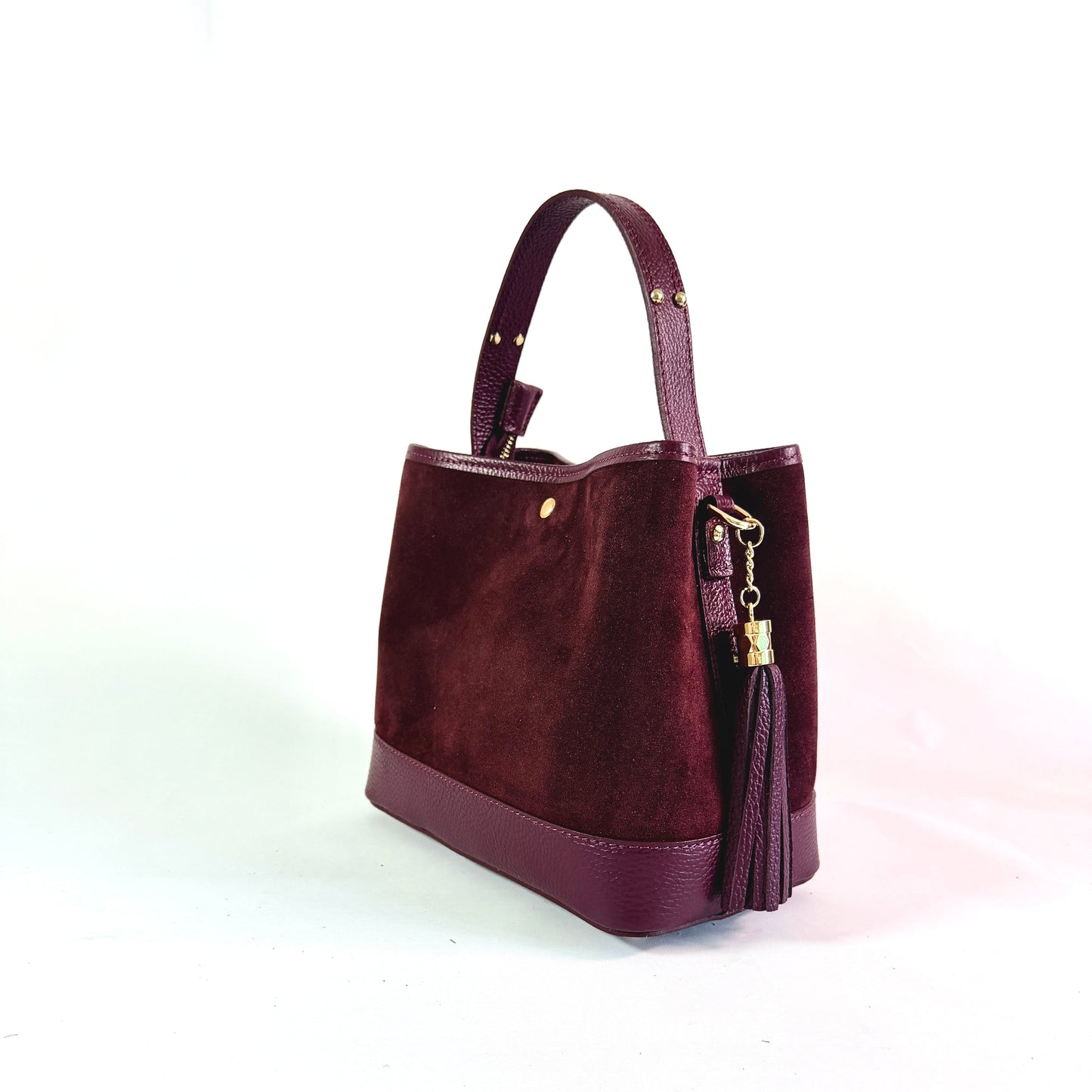 BORSA SECCHIELLO CLARA MEDIA IN CAMSOCIO E PELLE MARTELLATA