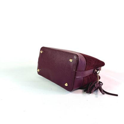 BORSA SECCHIELLO CLARA MEDIA IN CAMSOCIO E PELLE MARTELLATA
