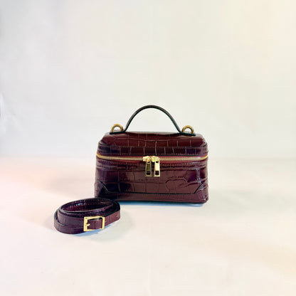 BORSA COCO A MANO IN VERA PELLE EFFETTO COCCODRILLO