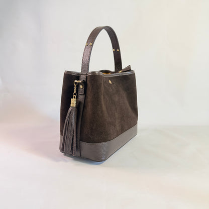 BORSA SECCHIELLO CLARA MEDIA IN CAMSOCIO E PELLE MARTELLATA