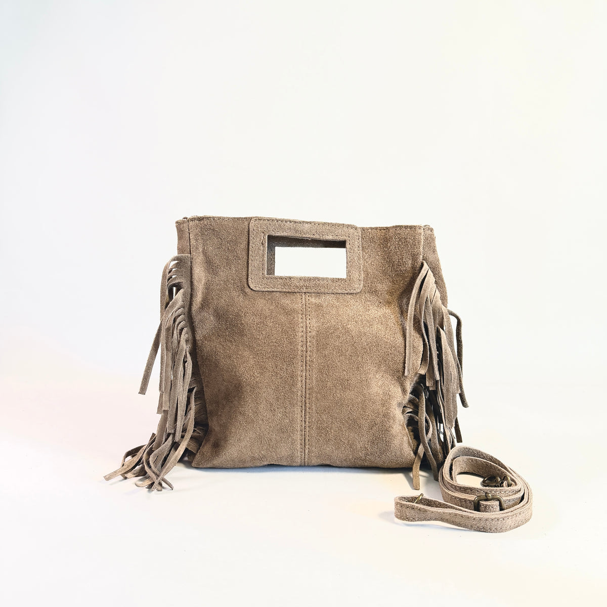 BORSA IN CAMOSCIO CON FRANGE MEDIUM