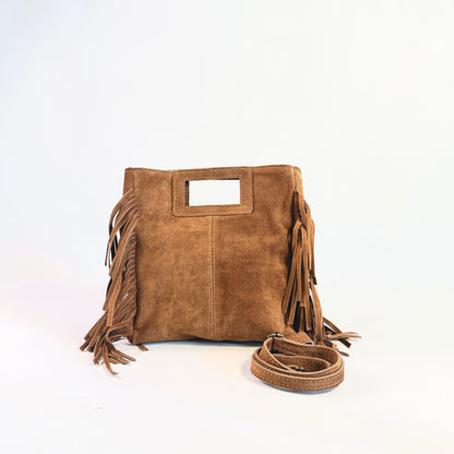 BORSA IN CAMOSCIO CON FRANGE MEDIUM