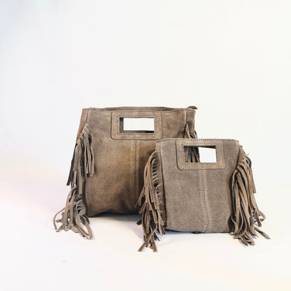 BORSA IN CAMOSCIO CON FRANGE MEDIUM