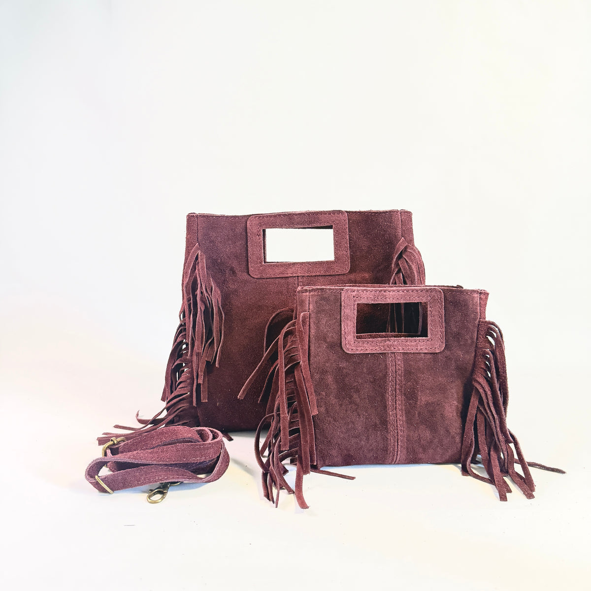 BORSA IN CAMOSCIO CON FRANGE MEDIUM