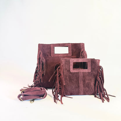 BORSA IN CAMOSCIO CON FRANGE MEDIUM