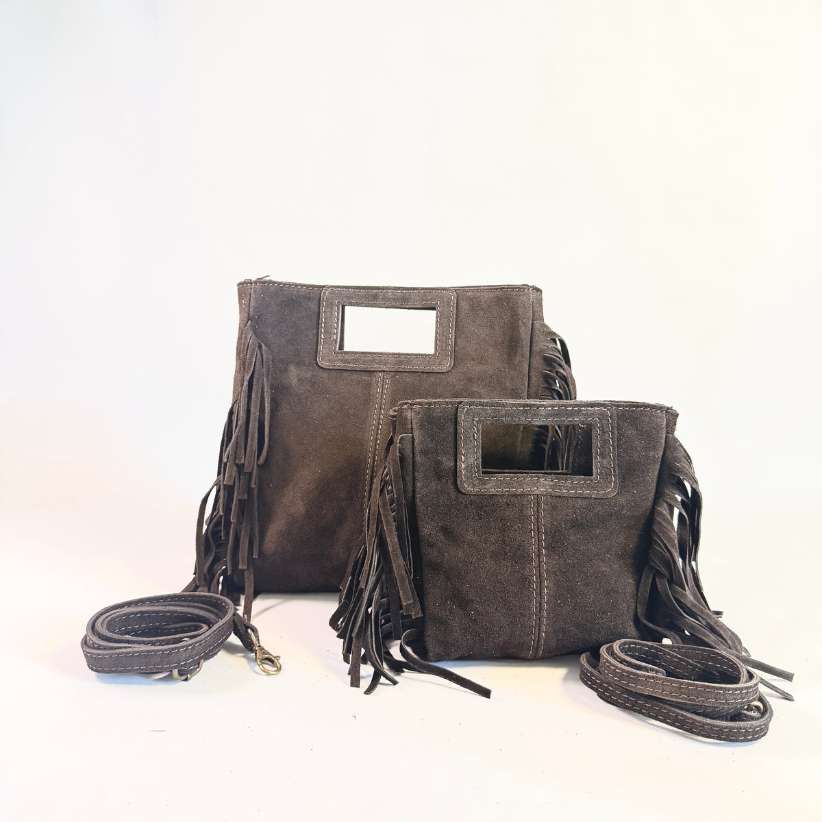 BORSA IN CAMOSCIO CON FRANGE MEDIUM