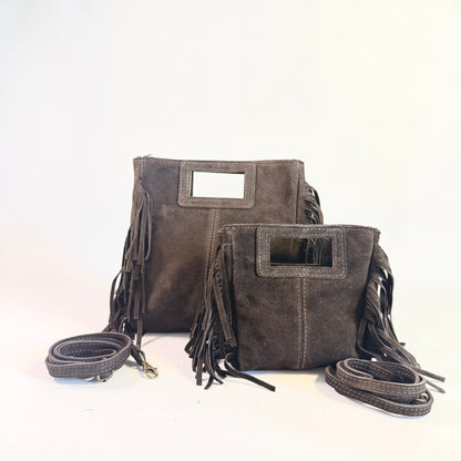 BORSA IN CAMOSCIO CON FRANGE MEDIUM