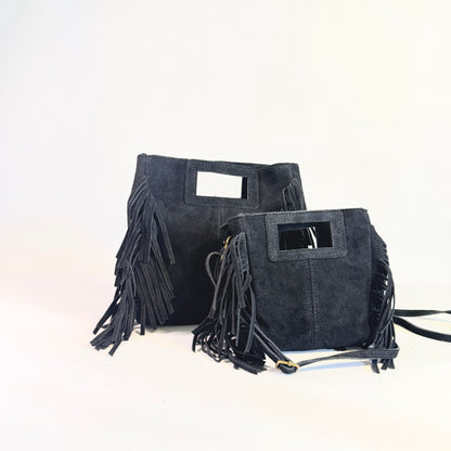 BORSA IN CAMOSCIO CON FRANGE MEDIUM