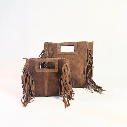 BORSA IN CAMOSCIO CON FRANGE MEDIUM