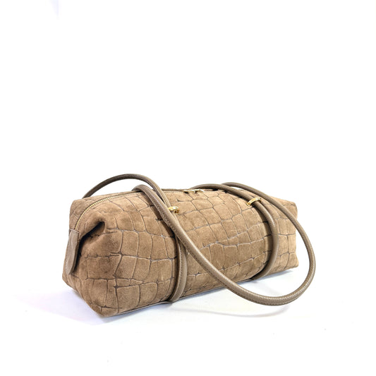 BORSA FIONA GRANDE IN CAMOSCIO EFFETTO COCCODRILLO