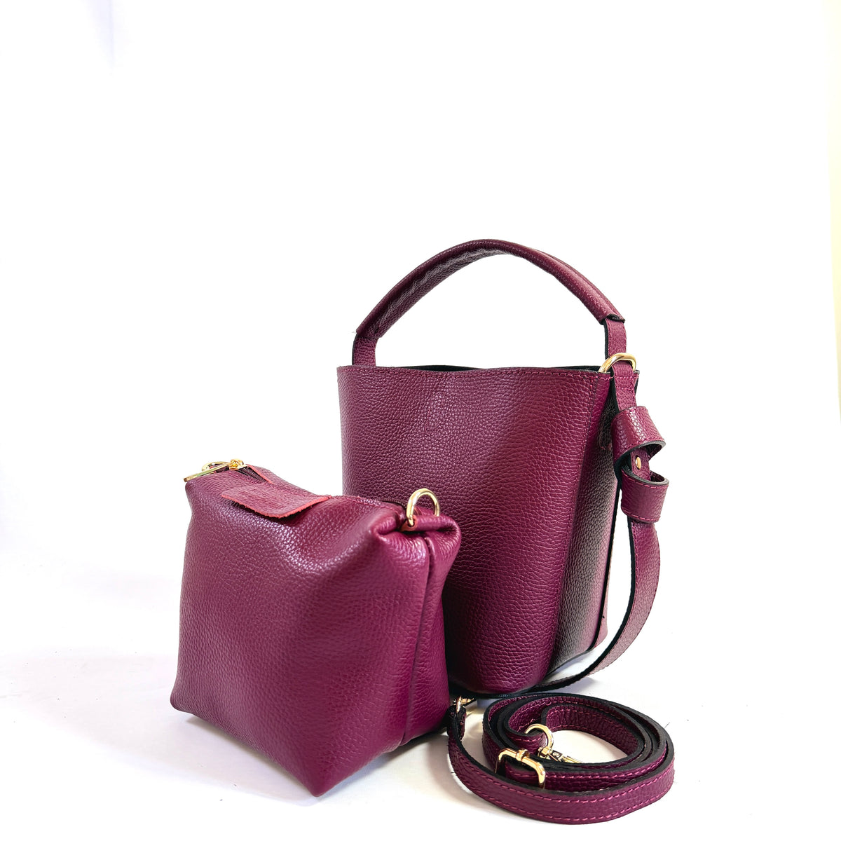 BORSA BUCKET NINA IN VERA PELLE MARTELLATA