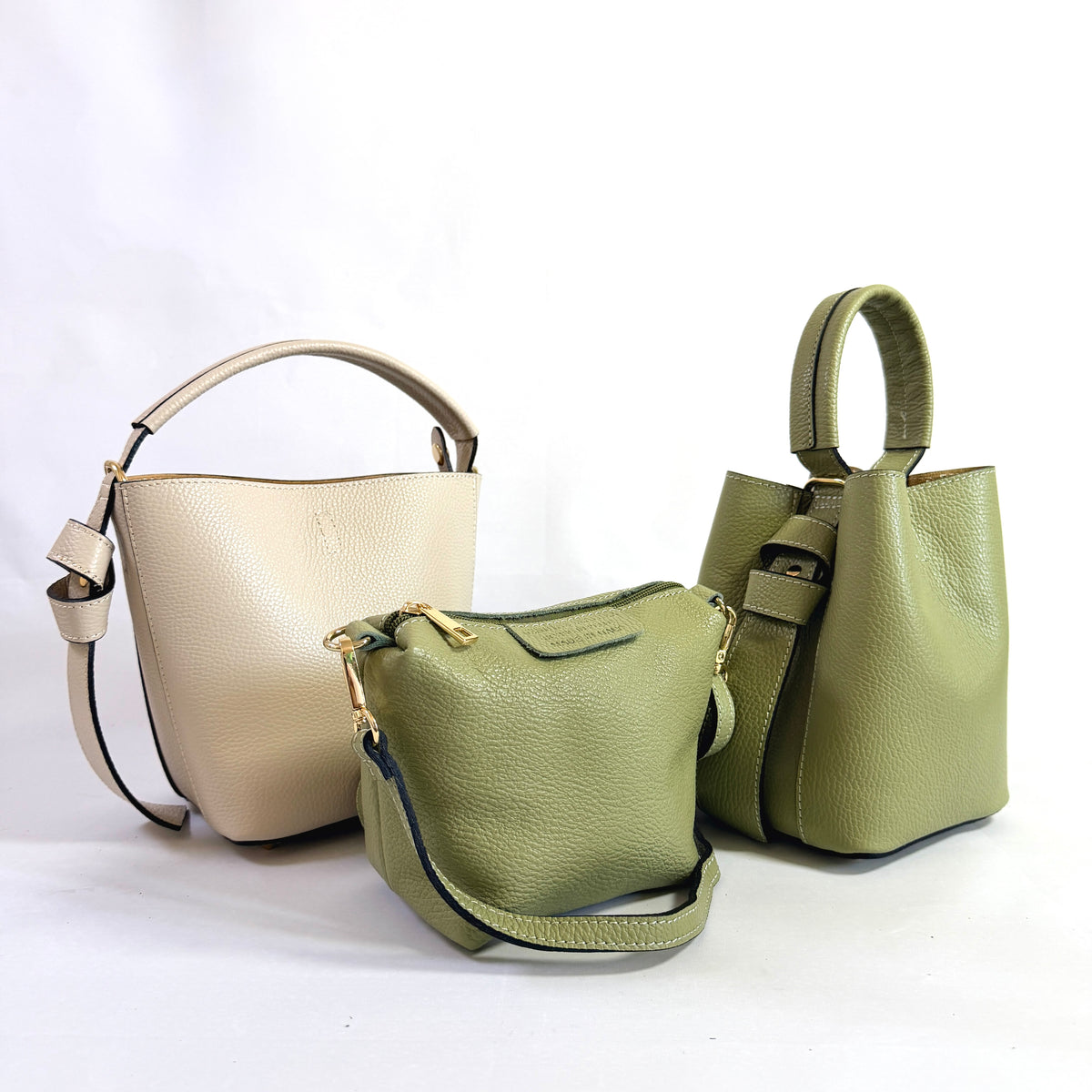 BORSA BUCKET NINA IN VERA PELLE MARTELLATA