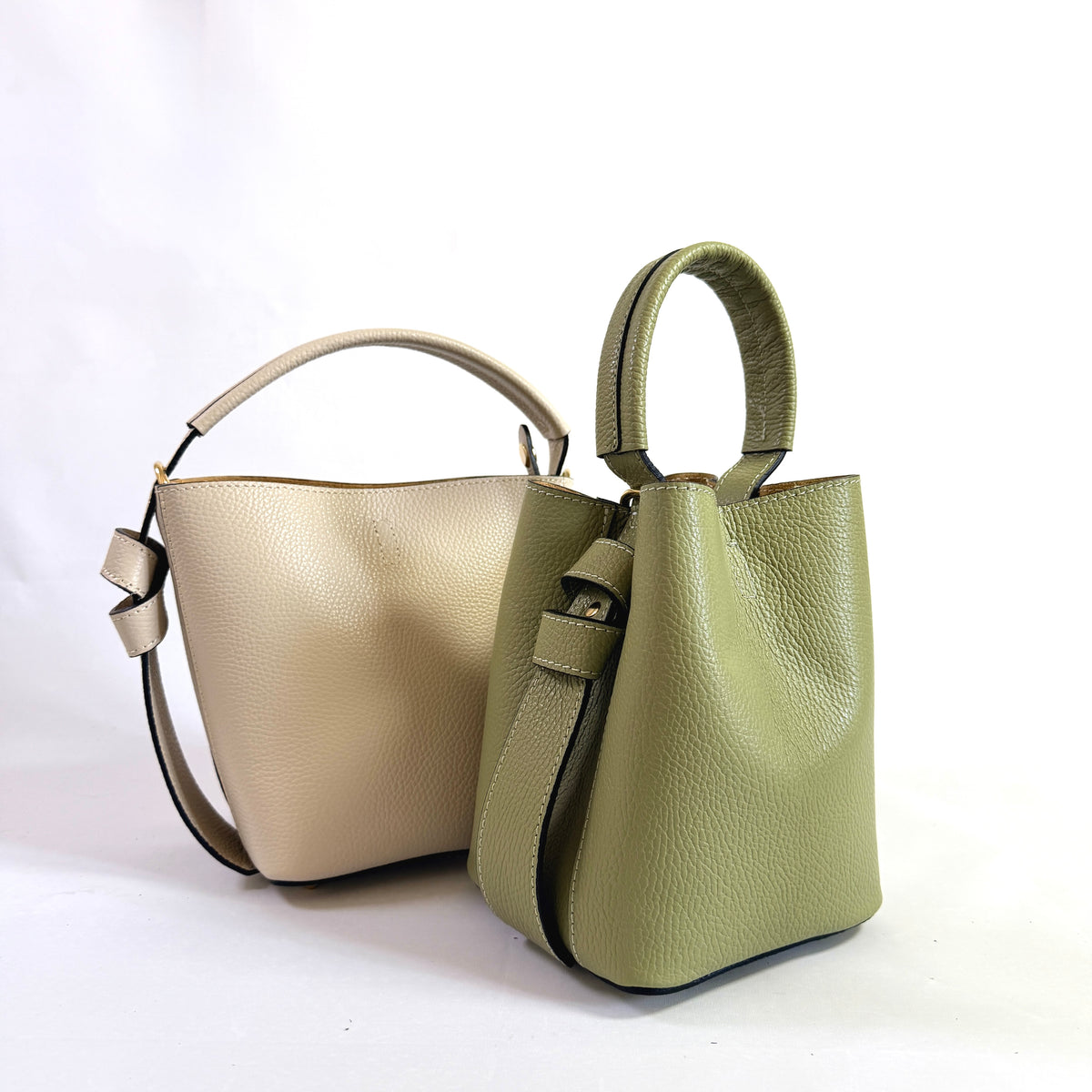 BORSA BUCKET NINA IN VERA PELLE MARTELLATA