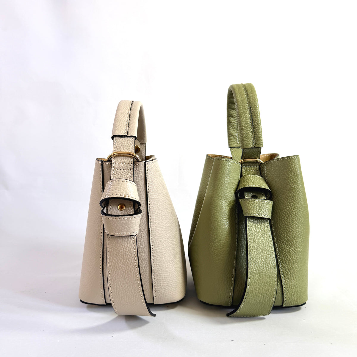 BORSA BUCKET NINA IN VERA PELLE MARTELLATA