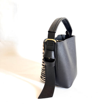 BORSA BUCKET NINA IN CAVALLINO E VERA PELLE MARTELLATA