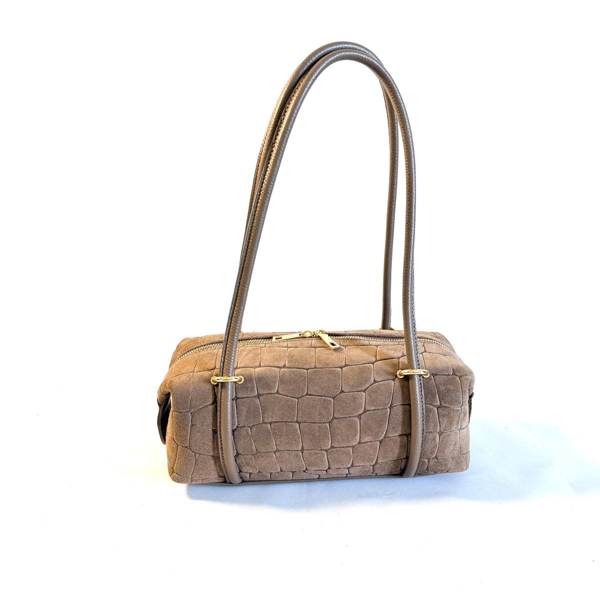 BORSA FIONA SMALL IN CAMOSCIO EFFETTO COCCODRILLO