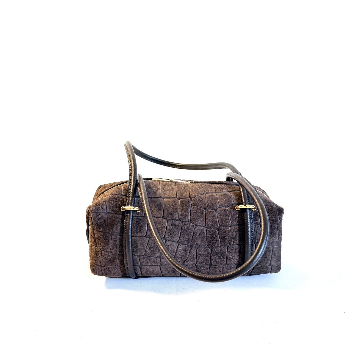 BORSA FIONA SMALL IN CAMOSCIO EFFETTO COCCODRILLO
