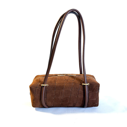 BORSA FIONA SMALL IN CAMOSCIO EFFETTO COCCODRILLO