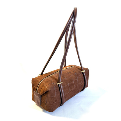 BORSA FIONA SMALL IN CAMOSCIO EFFETTO COCCODRILLO