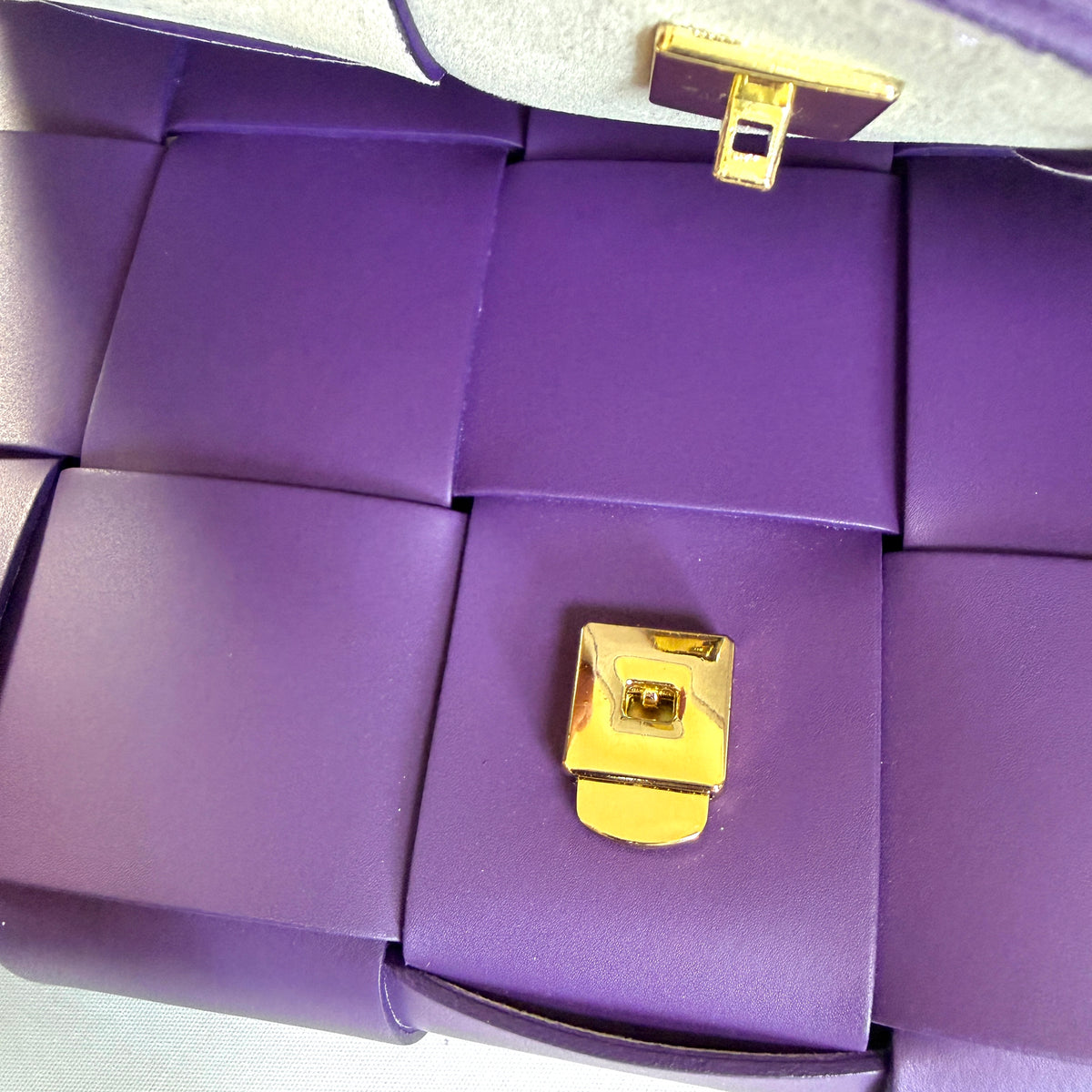 BORSA TETRIS INTRECCIATA IN VERA PELLE LISCIA MADE IN ITALY