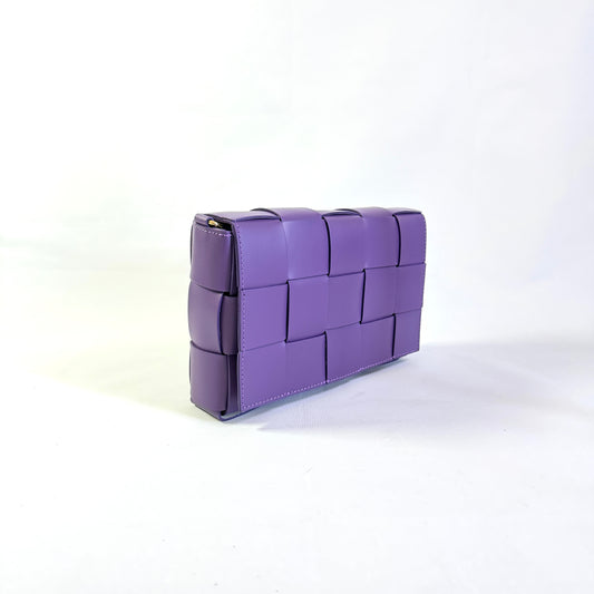 BORSA TETRIS INTRECCIATA IN VERA PELLE LISCIA MADE IN ITALY