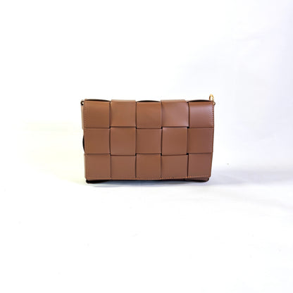 BORSA TETRIS INTRECCIATA IN VERA PELLE LISCIA MADE IN ITALY