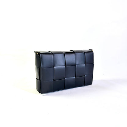 BORSA TETRIS INTRECCIATA IN VERA PELLE LISCIA MADE IN ITALY