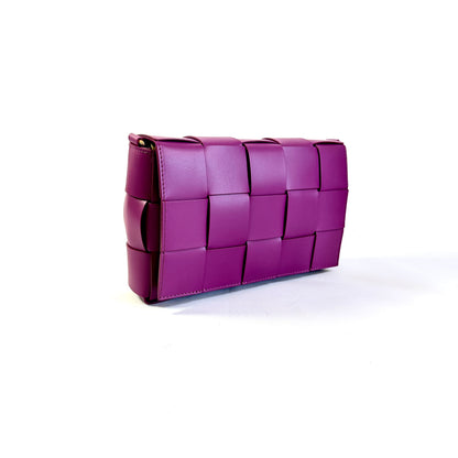 BORSA TETRIS INTRECCIATA IN VERA PELLE LISCIA MADE IN ITALY
