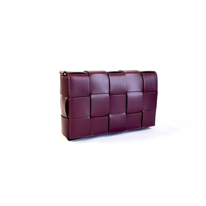 BORSA TETRIS INTRECCIATA IN VERA PELLE LISCIA MADE IN ITALY