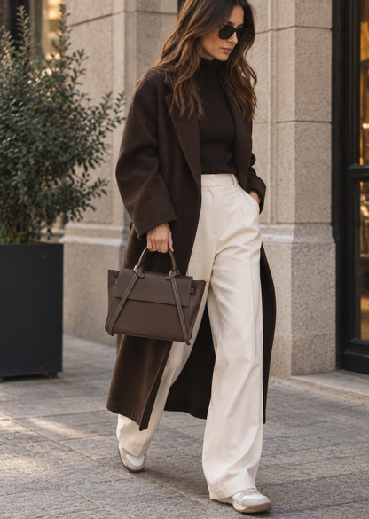BORSA ALBA IN VERA PELLE LISCIA